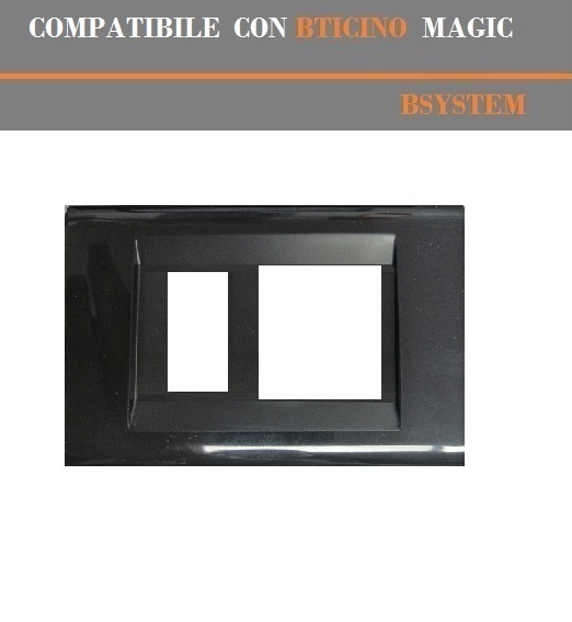 PLACCA E SUPPORTO IN PVC COMPATIBILI SERIE MAGIC BIANCO NERO AVORIO ANTRACITE - Foto 49 di 49