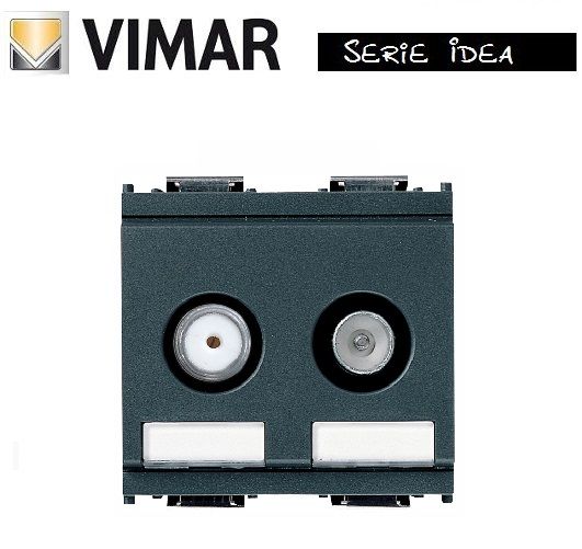 Presa TV-RD-SAT diretta colore nero compatibile serie Linea tipo vimar