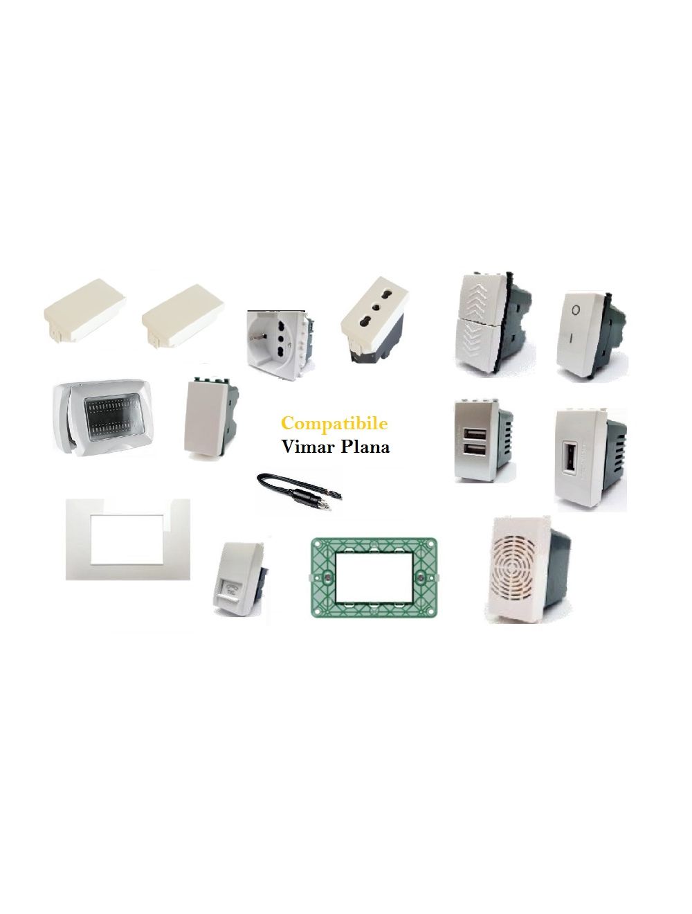 CAT VIMAR PLANA COMPATIBILE PRESE SCHUKO USB INTERRUTTORI RJ45 