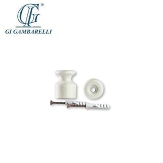 ISOLATORE PORCELLANA 19mm GAMBARELLI CON VITI E TASSELLI 01200.