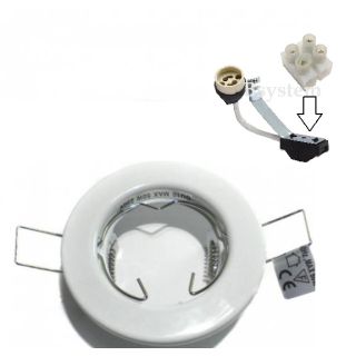 FARETTO BIANCO DA INCASSO COMPLETO DI PORTALAMPADA GU10 BIANCO.