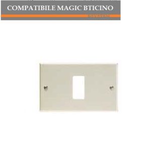 PLACCA 1 FORO ALLUMINIO COMPATIBILE BTICINO MAGIC