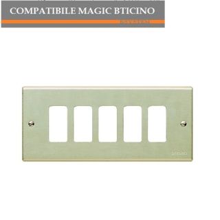 PLACCA 5 FORI POSTI ALLUMINIO COMPATIBILE BTICINO MAGIC