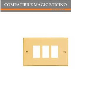 PLACCA 3 FORI BRONZO COMPATIBILE BTICINO MAGIC