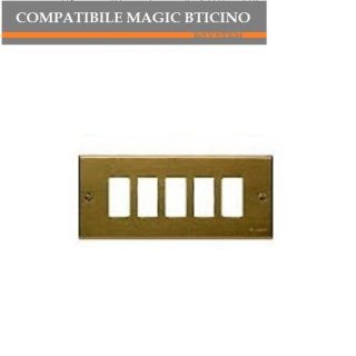 PLACCA 5 FORI BRONZO COMPATIBILE BTICINO MAGIC