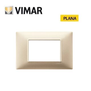 PLACCA 3 POSTI CHAMPAGNE OPACO VIMAR PLANA 14653.22