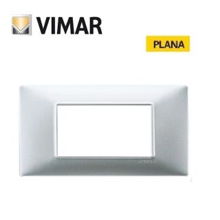 PLACCA 4 POSTI ARGENTO OPACO VIMAR PLANA 14654.20
