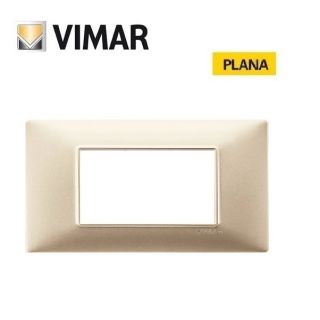 PLACCA 4 POSTI CHAMPAGNE OPACO VIMAR PLANA 14654.22