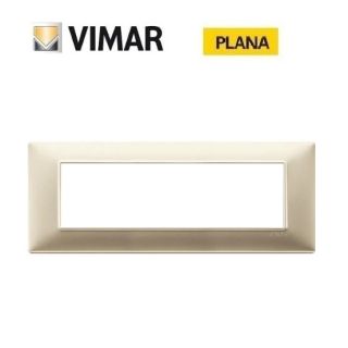 PLACCA 6 POSTI CHAMPAGNE OPACO VIMAR PLANA 14657.22