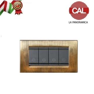 PLACCA 4P BRONZO SATINATO METALLO COMPATIBILE VIMAR IDEA 2000-BS