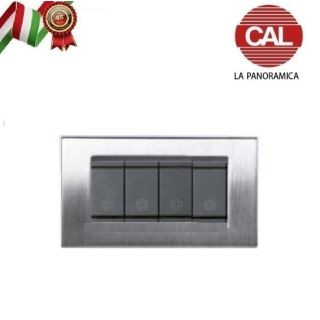 PLACCA 4P CROMO SATINATO METALLO serie VIMAR IDEA 2000/4-CS