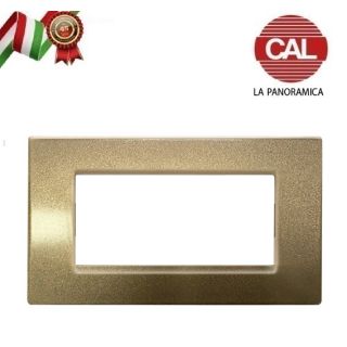 PLACCA 4P CHAMPAGNE METALLIZZATO METALLO COMPATIBILE VIMAR IDEA 2025/4