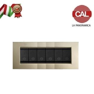 PLACCA 6P CHAMPAGNE OPACO METALLO serie VIMAR IDEA 2026/6