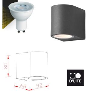 FARETTO LED 4W 2700K MURO ALLUMINIO NERO APPLIQUE CUBO