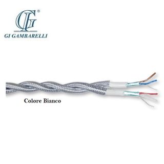 CAVO TRECCIA TELEFONICO SETA 2X0,75mm GAMBARELLI BIANCO AL METRO 30001