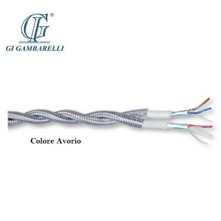 CAVO TRECCIA TELEFONICO SETA 2X0,75mm GAMBARELLI AVORIO AL METRO 30101