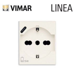 PRESA SCHUKO CON USB VIMAR LINEA 30210.USBB BIANCO