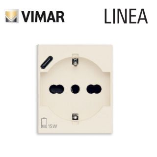 PRESA SCHUKO CON USB VIMAR LINEA 30210.USBC CANAPA