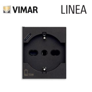 PRESA SCHUKO CON USB VIMAR LINEA 30210.USBG GRIGIO