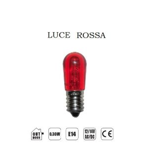 LAMPADA LED E14 14V 3LED BIA, LUCE ROSSA. 4500931