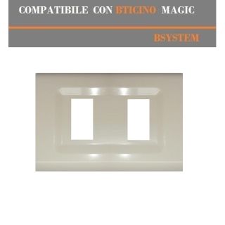 PLACCA 2 FORI MODULO COMPATIBILE BTICINO MAGIC AVORIO.