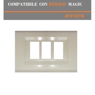 PLACCA 3 FORI COMPATIBILE BTICINO MAGIC AVORIO.