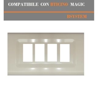 PLACCA 4 FORI COMPATIBILE BTICINO MAGIC AVORIO