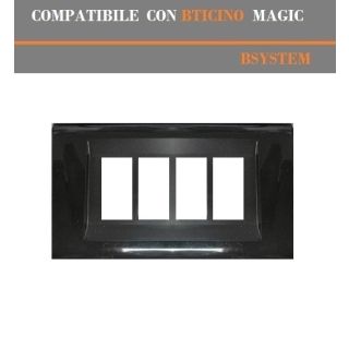PLACCA 4P ANTRACITE PVC COMPATIBILE MAGIC BTICINO