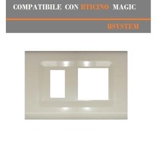 PLACCA SCHUKO+1P AVORIO PVC COMPATIBILE BTICINO MAGIC
