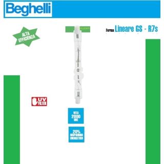 LAMPADA BEGHELLI ALOGENA LINEARE R7s 117mm 400W 54964 LAMPADINA