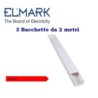 CANALINA 25X16 3 BACCHETTE 2M BIANCO+COPERCHIO