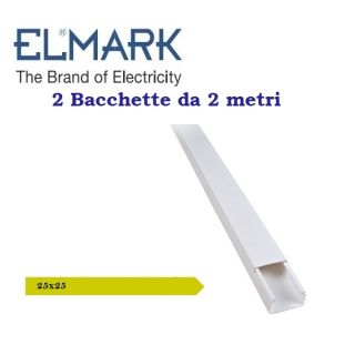 CANALINA 25X25 2 BACCHETTE 2M BIANCO+COPERCHIO