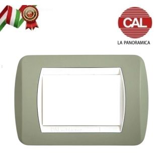 PLACCA 3P VERDE SALVIA METALLO COMPATIBILE BTICINO LIVING LIGHT