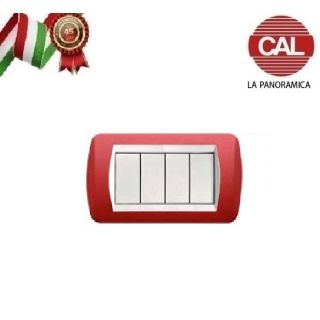 PLACCA 4P ROSSO OPACO METALLO serie LIGHT BTICINO 621/4B