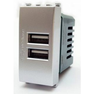 gem DOPPIA PRESA USB 5V 1,5A COMPATIBILE VIMAR ARKE ALLUMINIO
