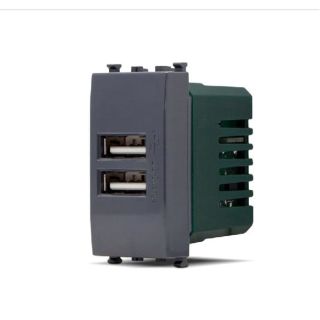gem DOPPIA PRESA USB COMPATIBILE VIMAR ARKE' NERO LUCIDO