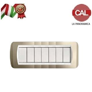 PLACCA 7P CHAMPAGNE OPACO METALLO serie LIVING LIGHT BTICINO 627/7B