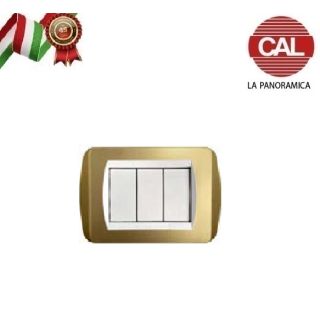 PLACCA 3P ORO OPACO METALLO serie LIVING LIGHT BTICINO 628/B