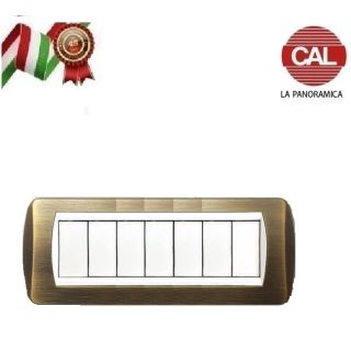 PLACCA 7P OTTONE BRONZO SATINATO OPACO serie LIVING LIGHT BTICINO