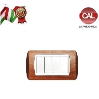 PLACCA 4P LEGNO NOCE NAZIONALE COMPATIBILE LIVING LIGHT BTICINO