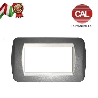 PLACCA 4P GRIGIO ARDESIA METALLO COMPATIBILE LIVING LIGHT 683/4B