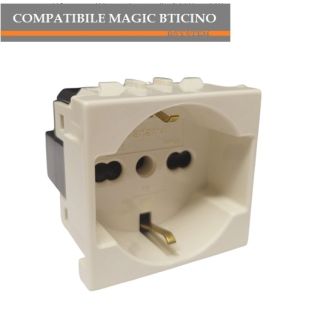 VENUS PRESA SCHUKO TRIVALENTE COMPATIBILE BTICINO MAGIC M5440/16 MARLANVIL