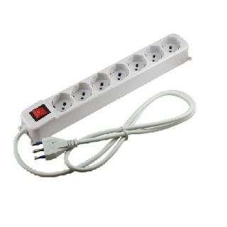 MULTIPRESA 7 USCITE SCHUKO+BIVALENTE CON INTERRUTTORE.