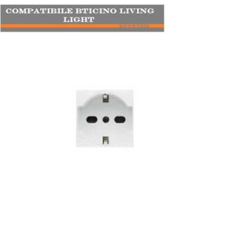 PRESA SCHUKO 2P+T 10/16A COMPATIBILE BTICINO LIVING LIGHT N4140/16 BIANCO.