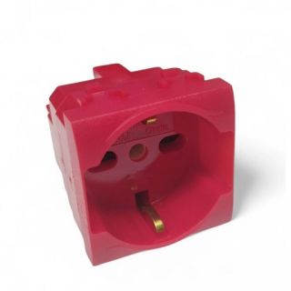 PRESA SCHUKO TRIVALENTE ROSSO COMPATIBILE BTICINO LIVING INTERNATIONAL