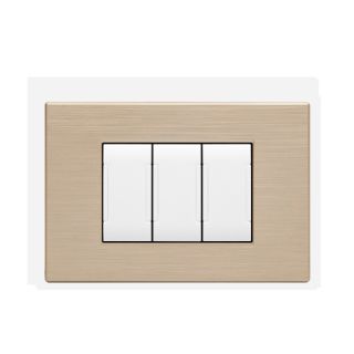 art PLACCA 3P CHAMPAGNE SPAZZOLATO PVC COMPATIBILE LIVING BTICINO