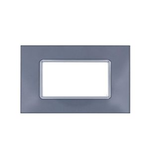 art PLACCA 4P VETRO SILVER COMPATIBILE LIVING BTICINO