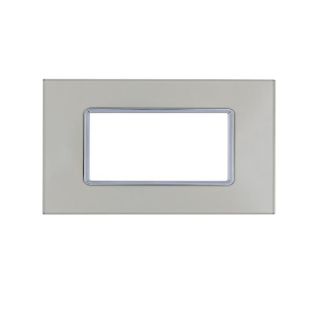 art PLACCA 4P VETRO CHAMPAGNE COMPATIBILE LIVING BTICINO