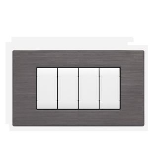 art PLACCA 4P PLATINO SPAZZOLATO PVC COMPATIBILE LIVING BTICINO