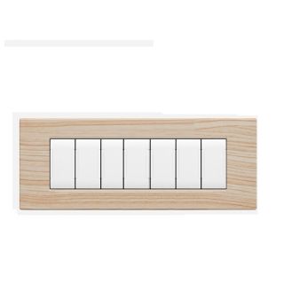 art PLACCA 7P ABETE SPAZZOLATO PVC COMPATIBILE LIVING BTICINO